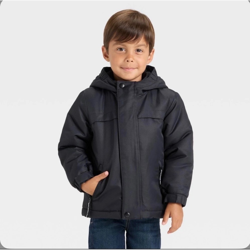 Cat & Jack Kids Black All-Weather 3-in-1 Jacket Water Resistant Hooded Coat 2T